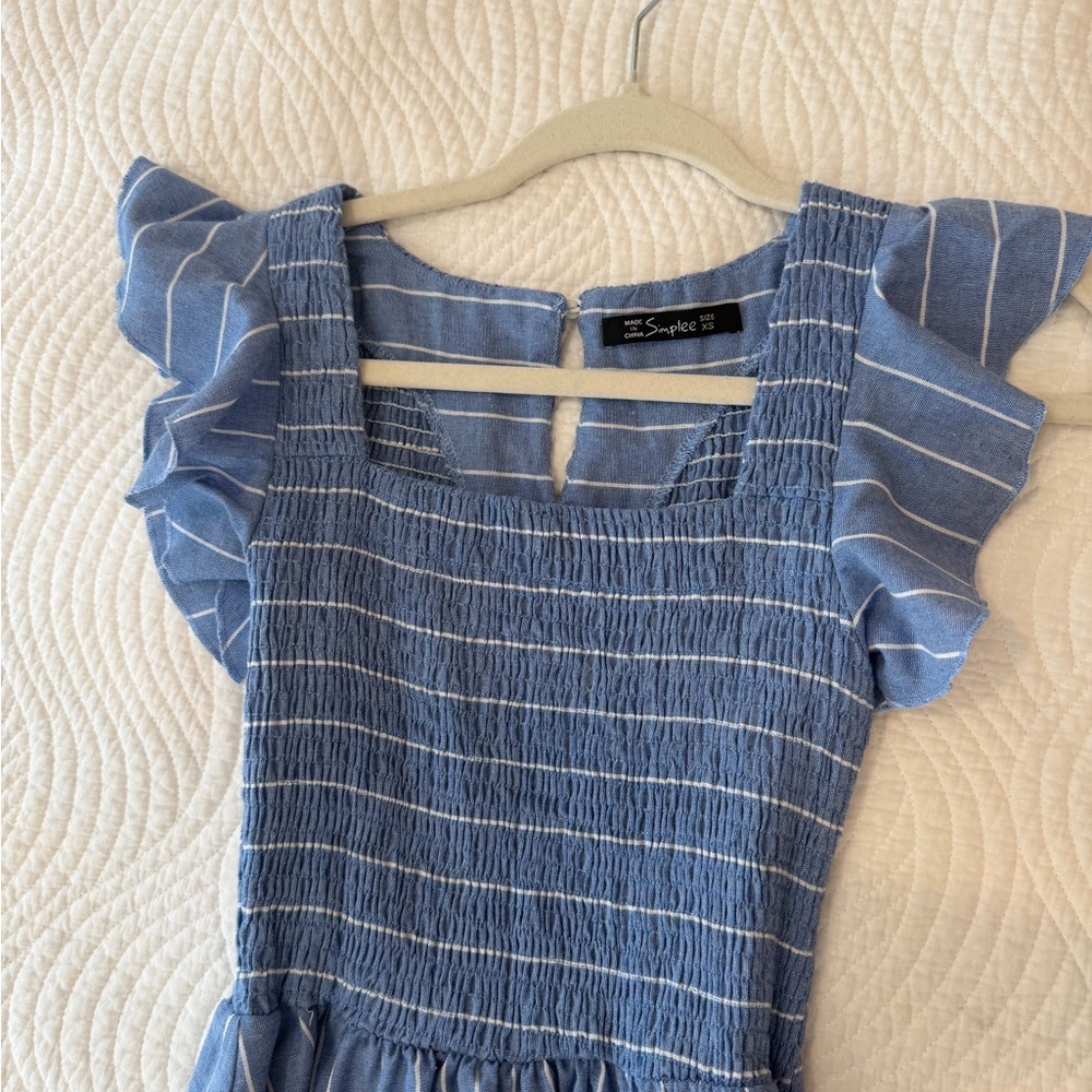 Blue Striped Midi Dress - Picture 2 of 3